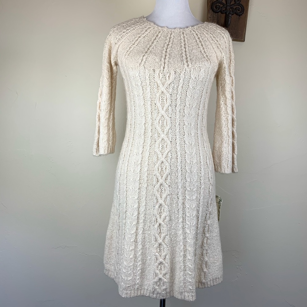 Women’s Cream Cable Knit Sweater Dress